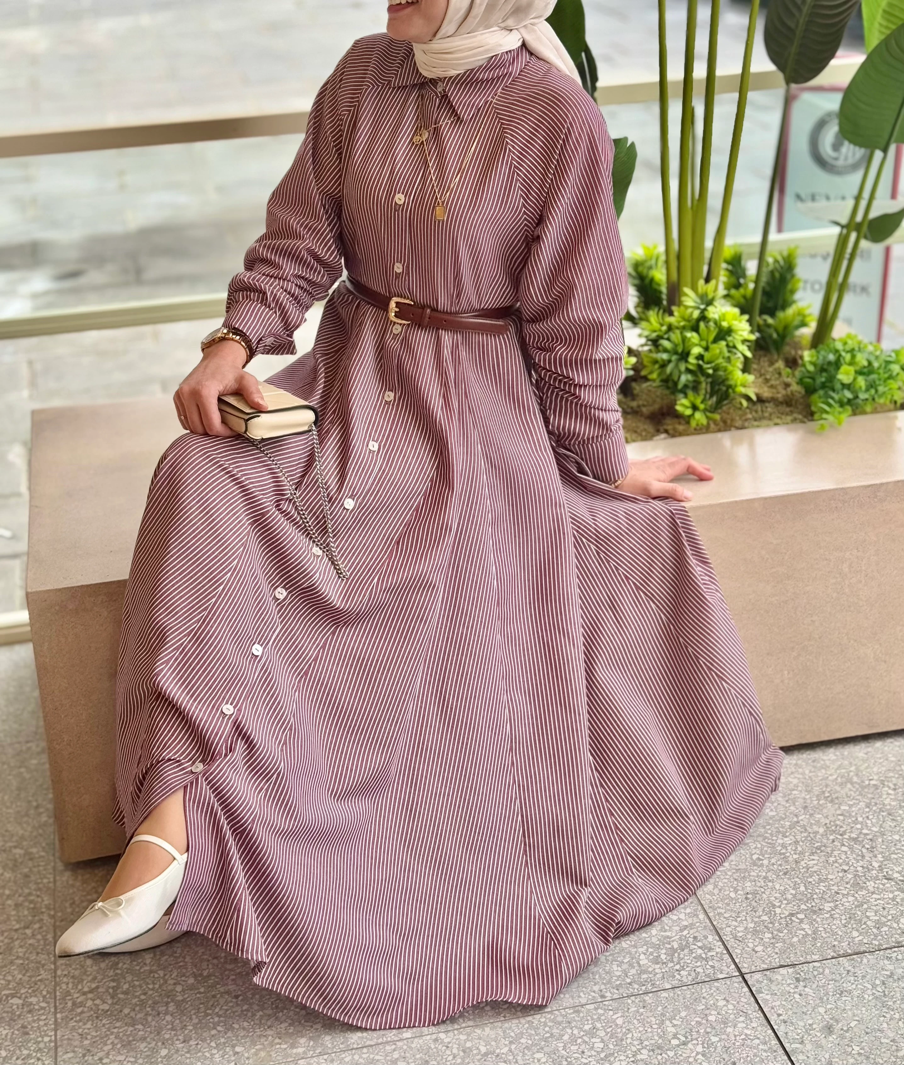 Bordo Gömlek Elbise