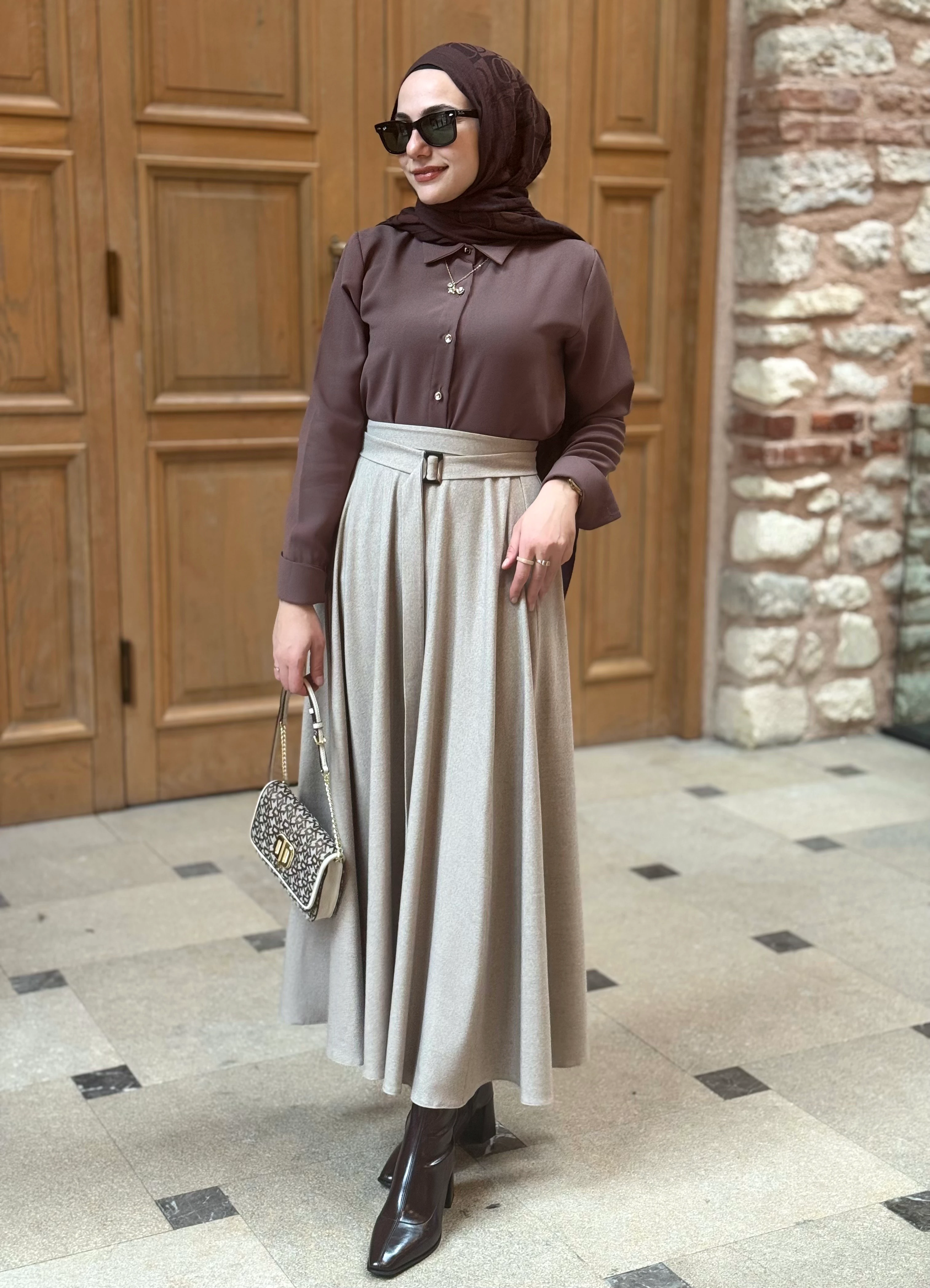 Nude - Süt Kahve Etek