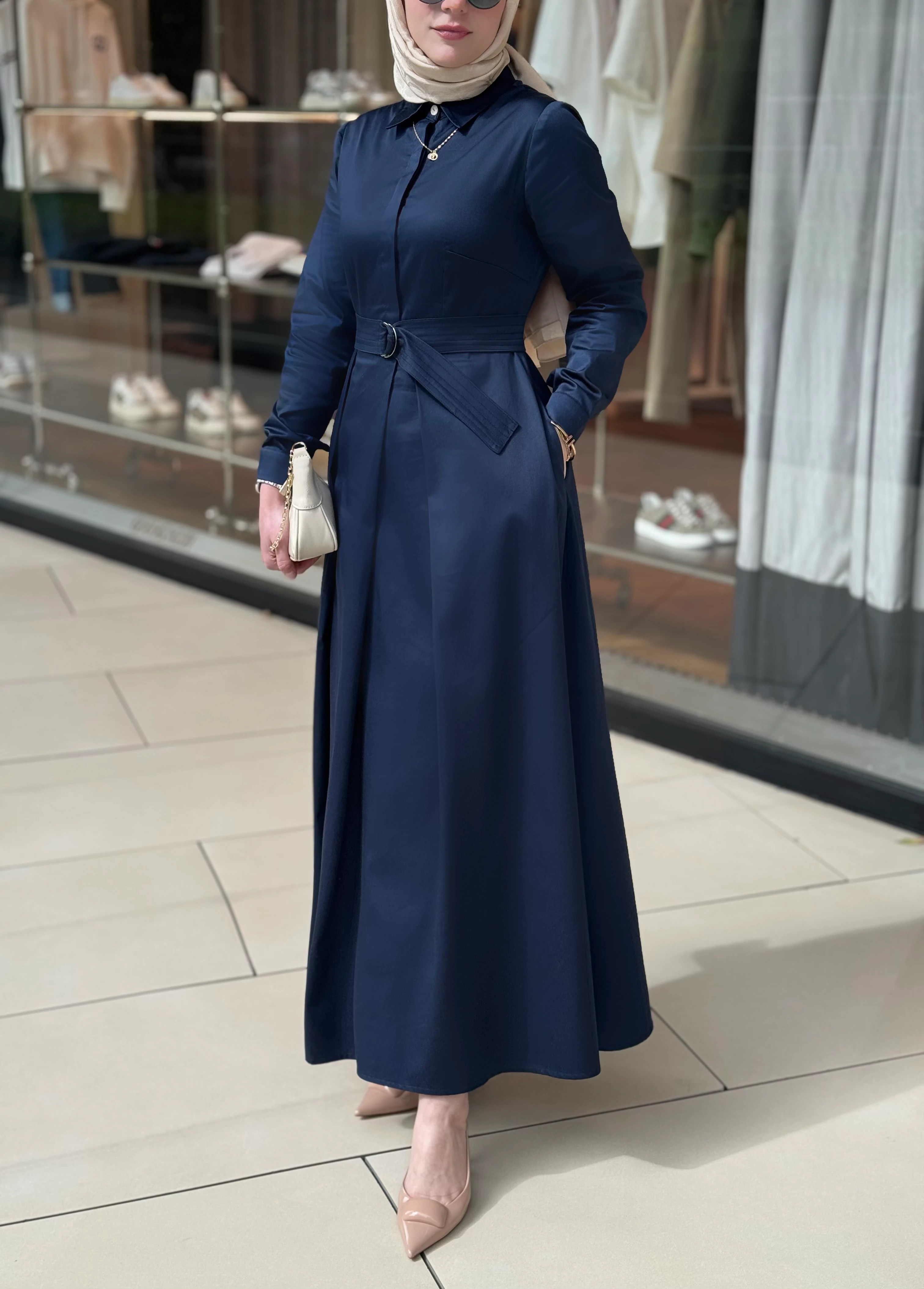 Charme – Lacivert Cepli Elbise