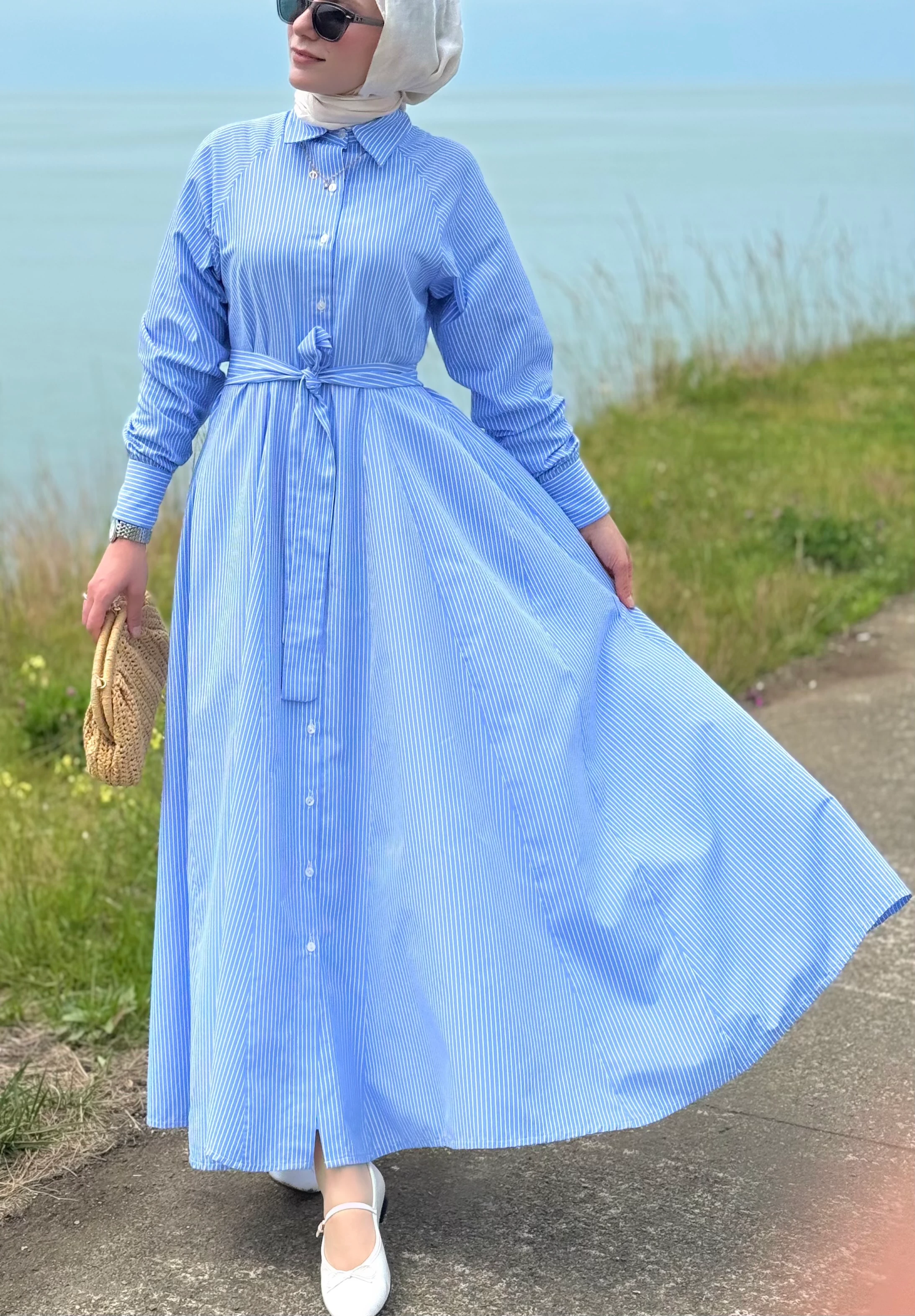 Mavi Gömlek Elbise