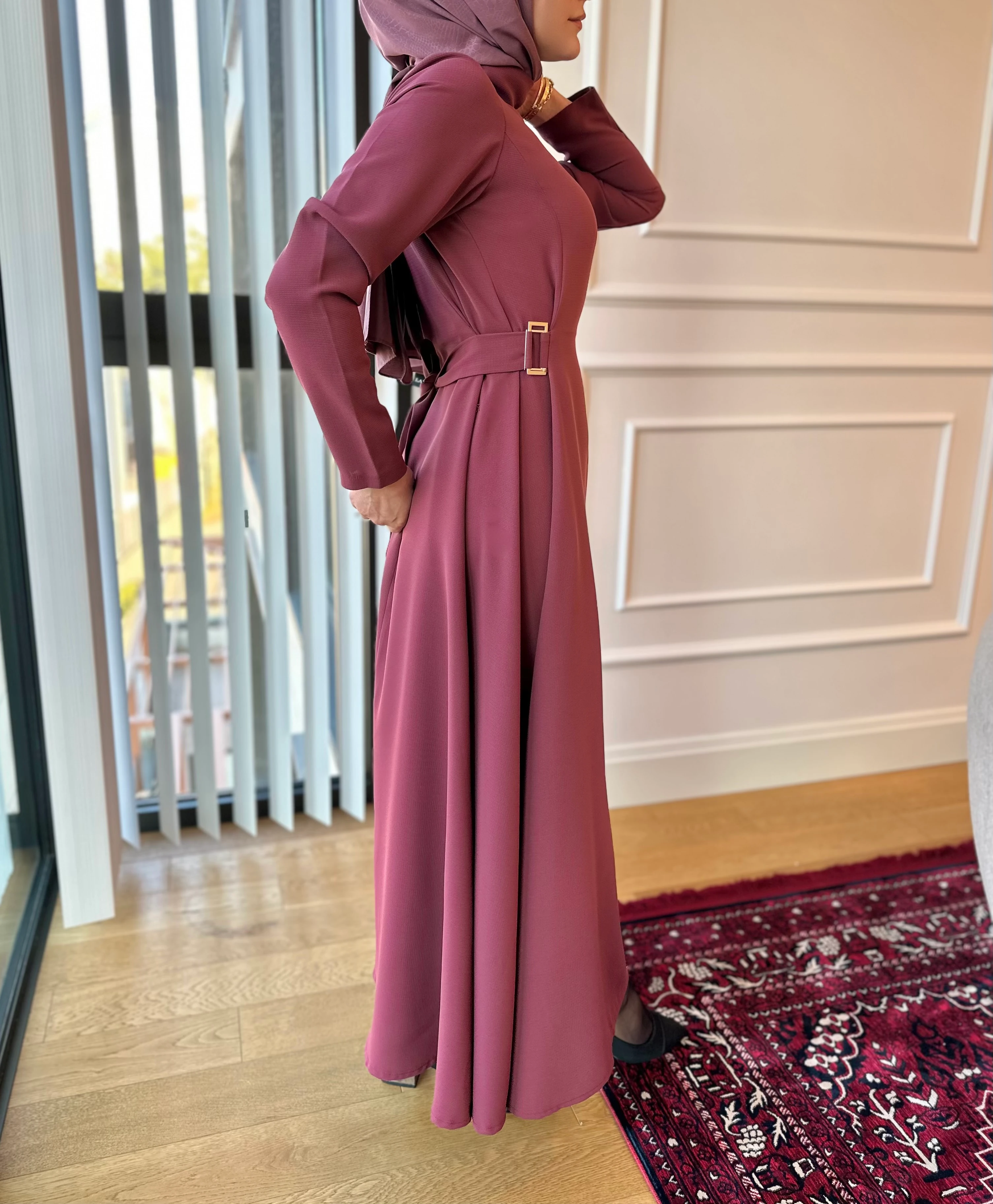 Soiree -Bordo Tokalı Elbise