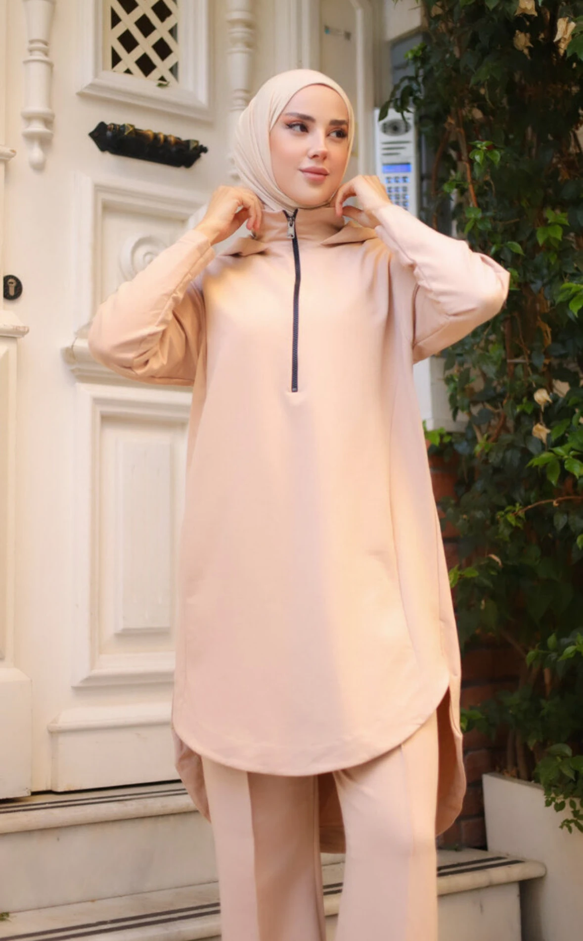 Örme Bej Eşofman Takım