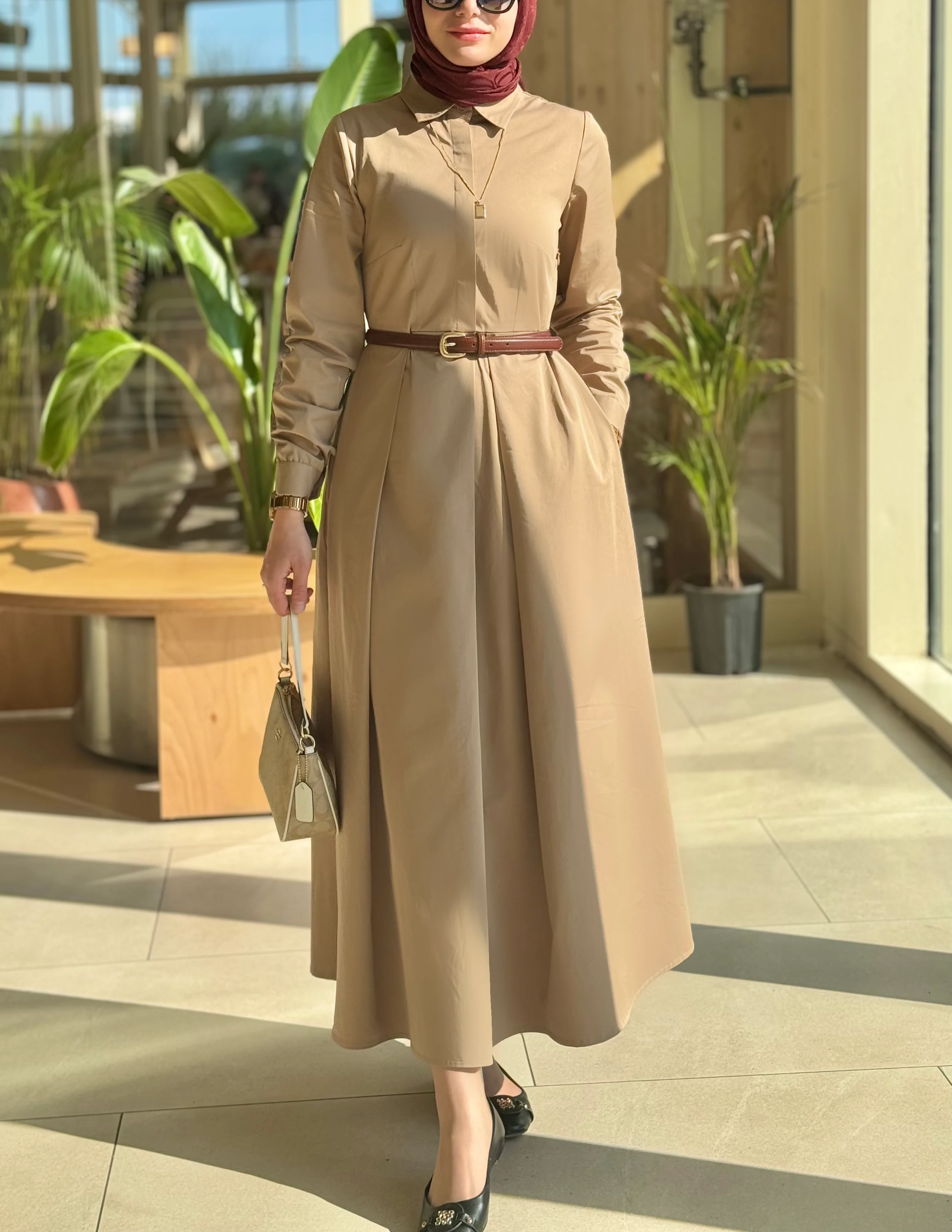 Charme – Bej Cepli Elbise