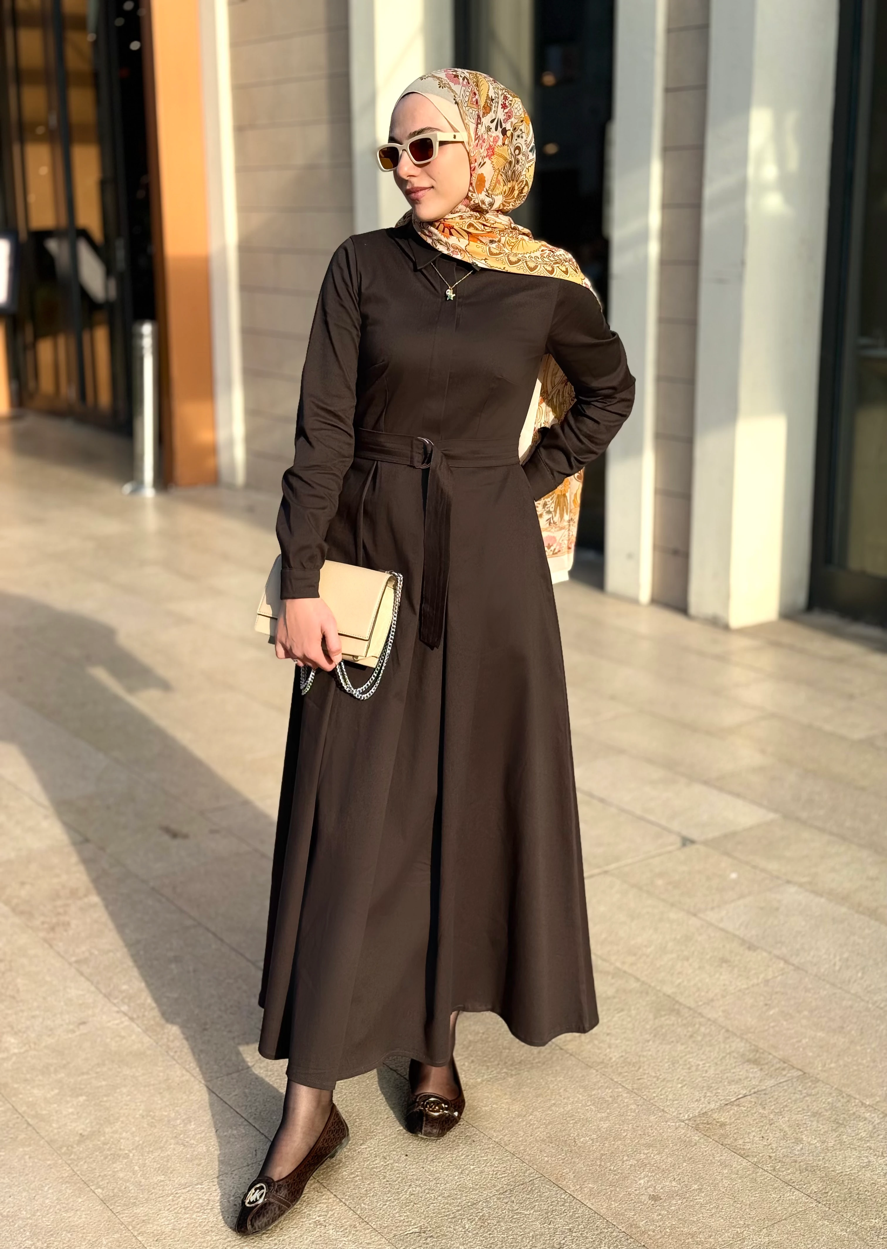 Charme – Kahverengi Cepli Elbise