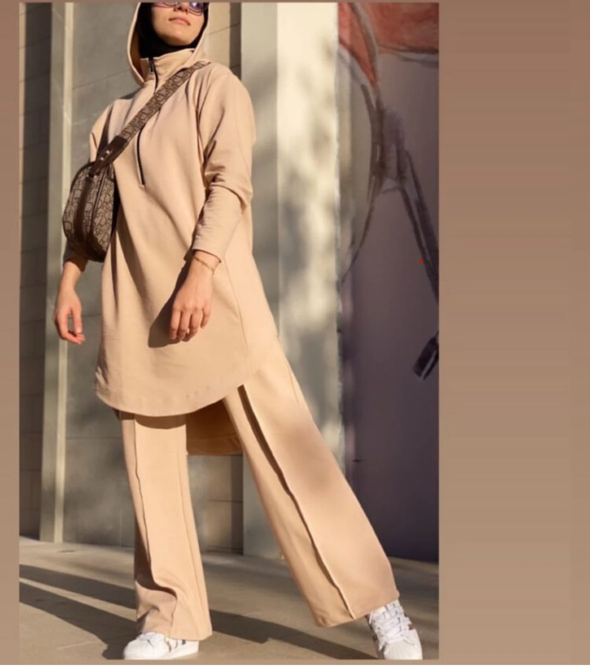 Örme Bej Eşofman Takım