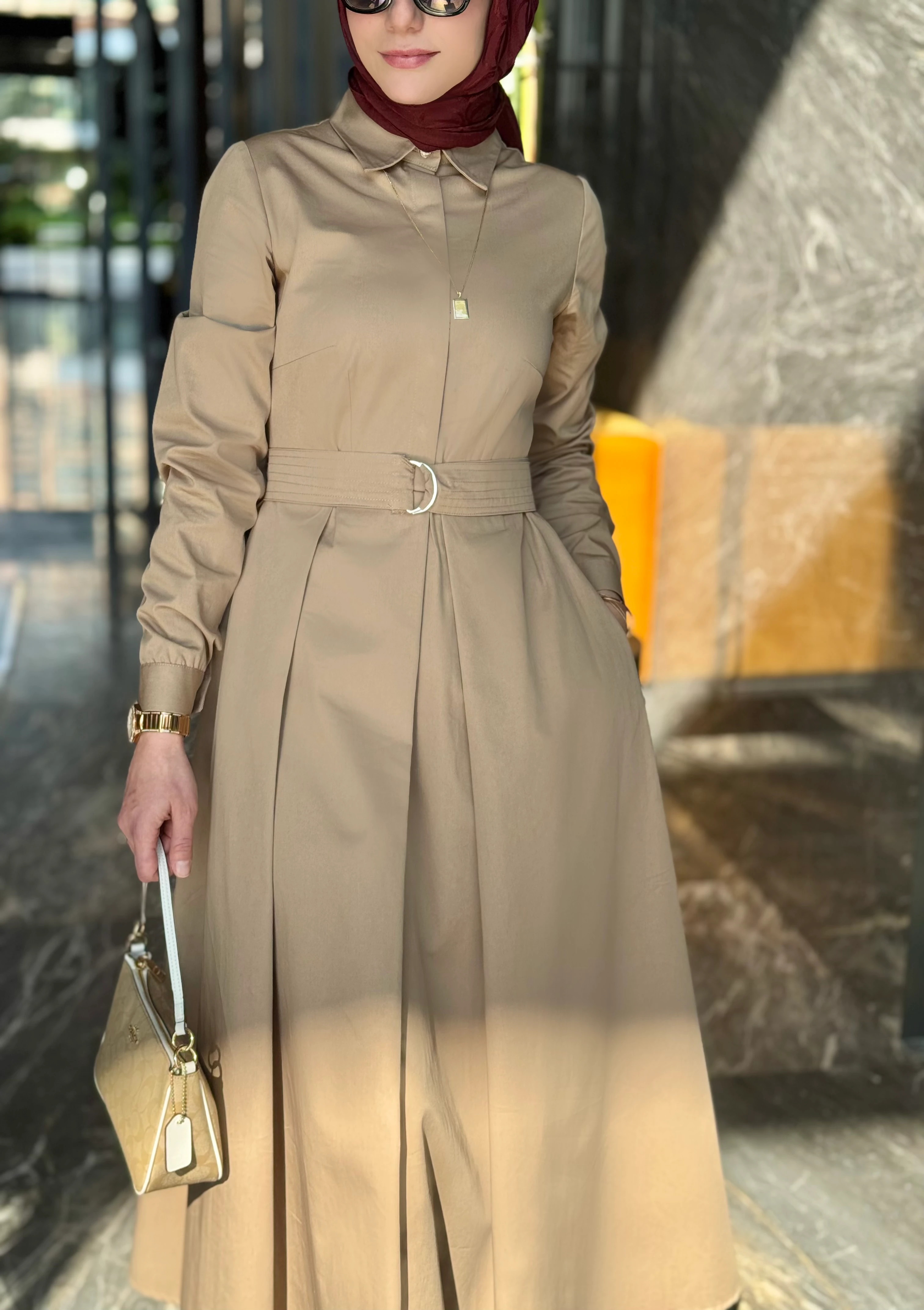 Charme – Bej Cepli Elbise