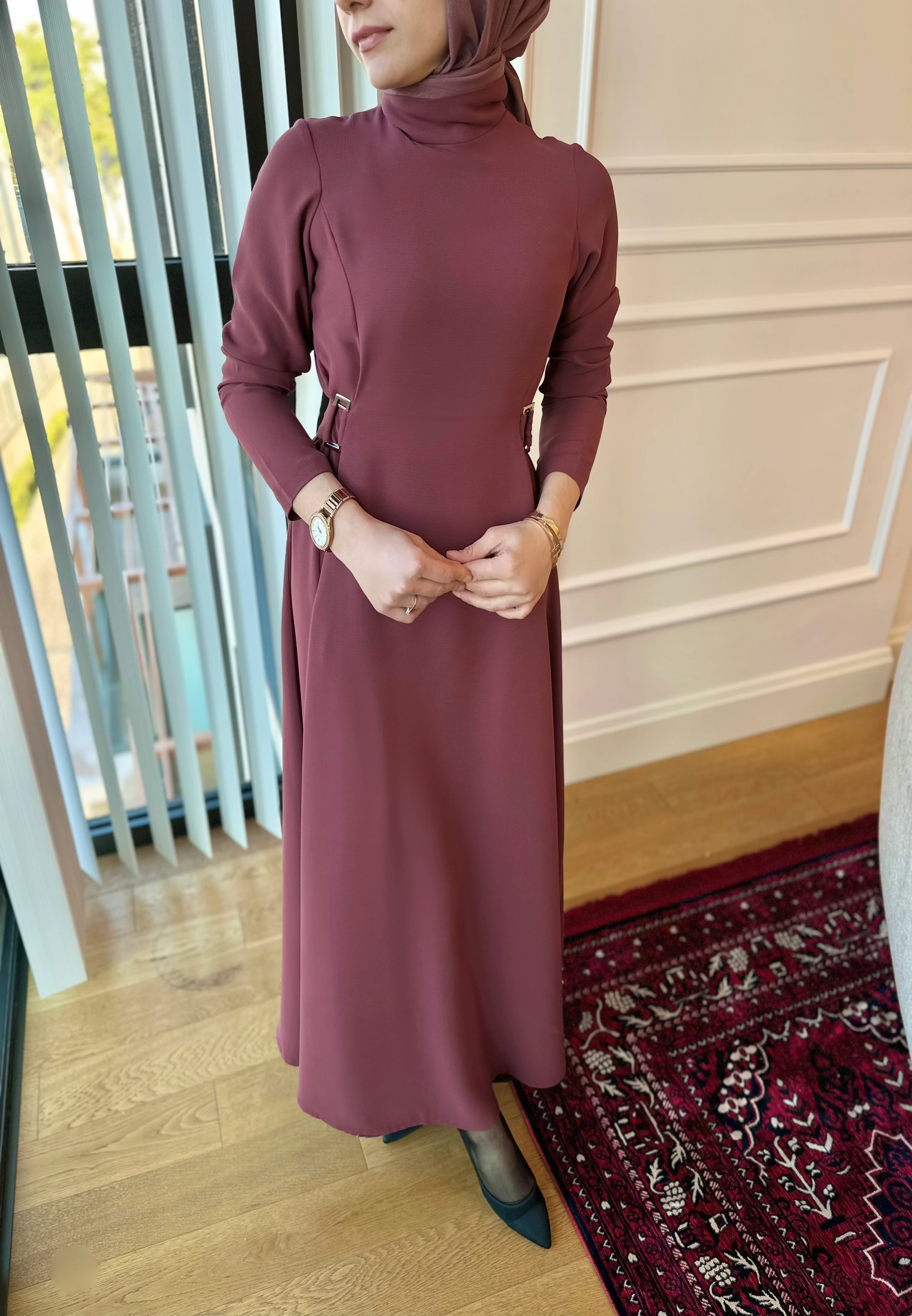 Soiree -Bordo Tokalı Elbise