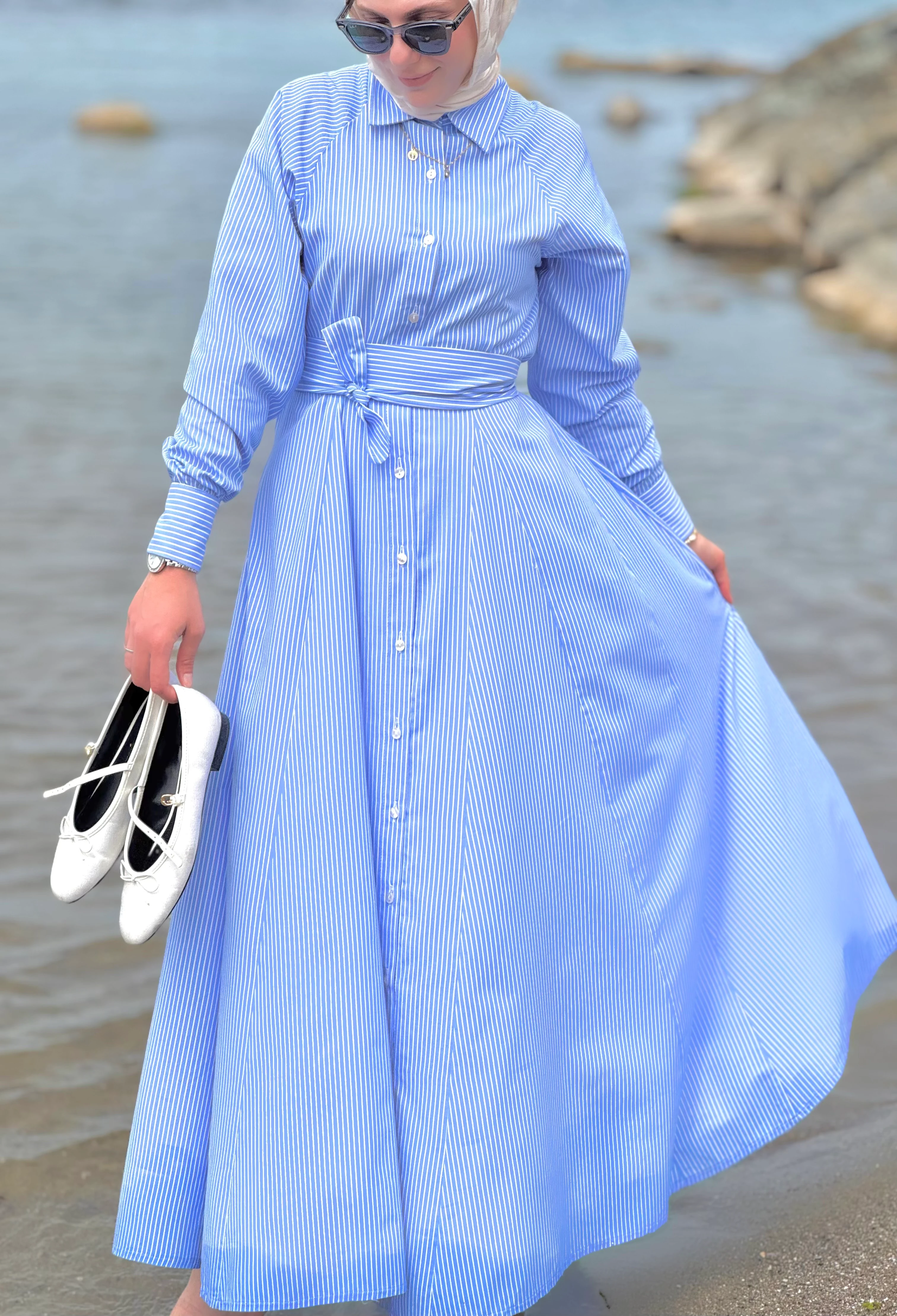 Mavi Gömlek Elbise
