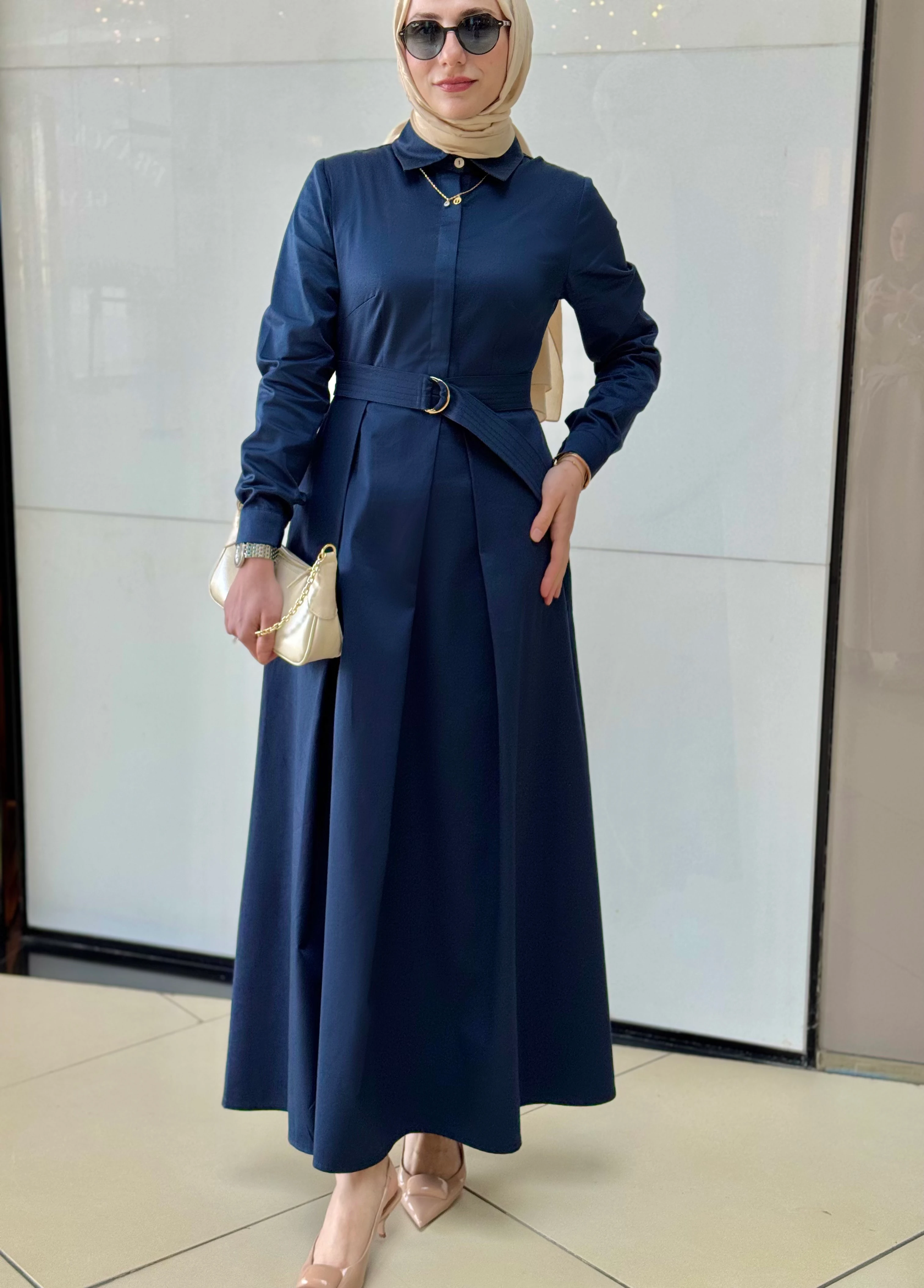 Charme – Lacivert Cepli Elbise