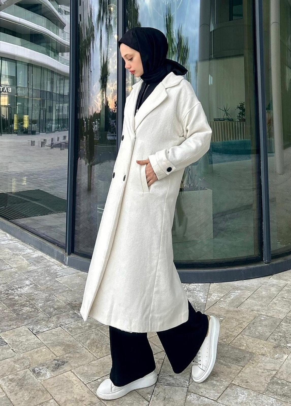 Nalia Krem Oversize Kaşe Kaban TNS-4114
