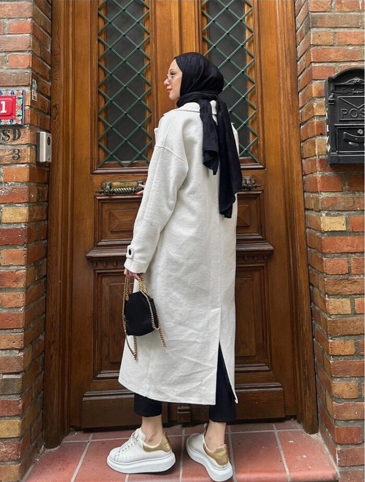 Nalia Krem Oversize Kaşe Kaban TNS-4114