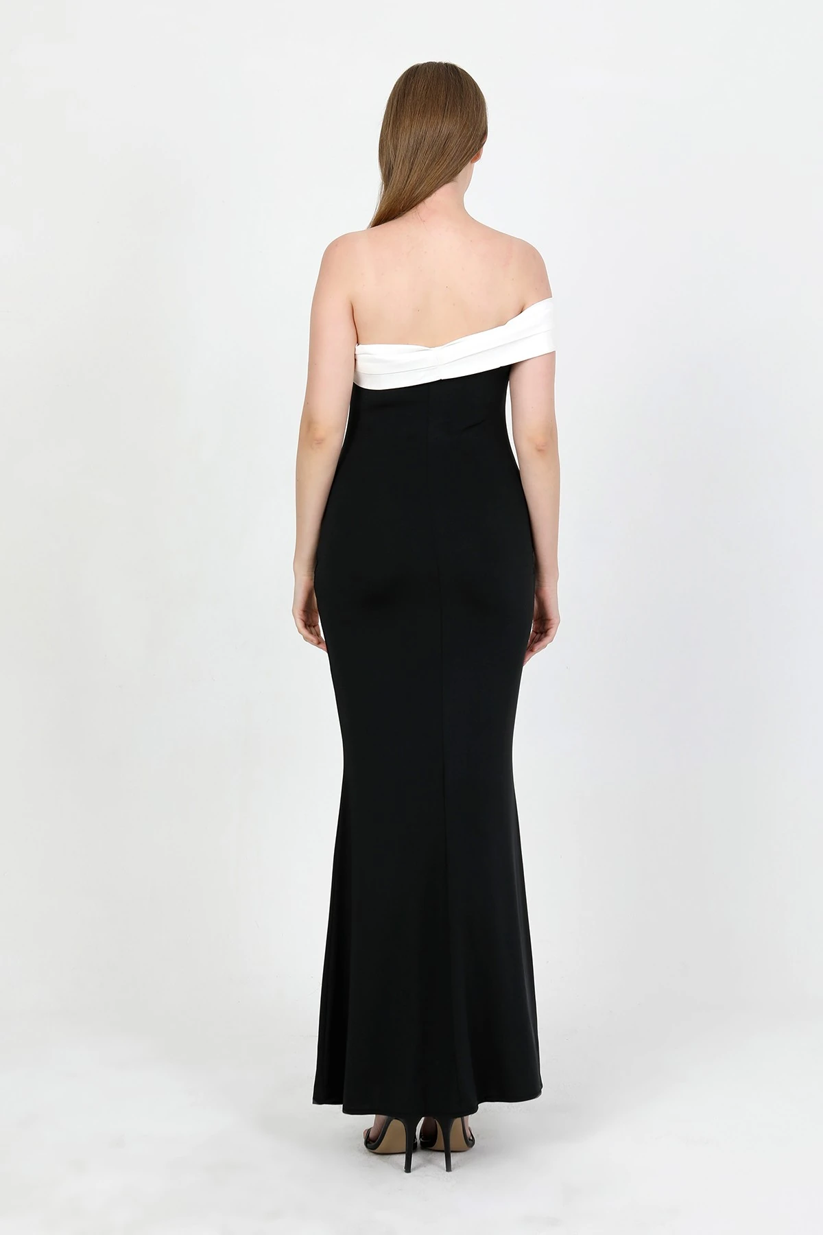 Marvella Siyah Çift Renk Elbise TNS-8041