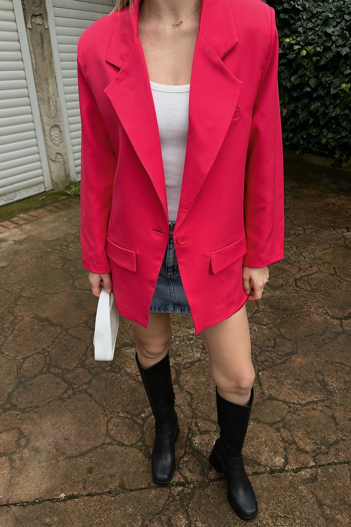 Selina Kruvaze Yaka Önü Düğmeli Ceket TNS-1111