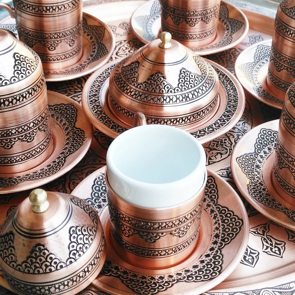 EL İŞLEME BAKIR 6'LI FİNCAN TAKIMI