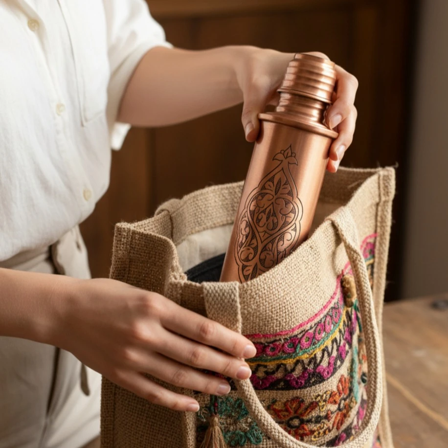 İŞLEMELİ BAKIR TERMOS