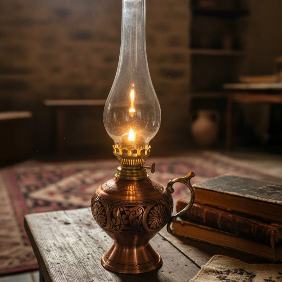 El İşçiliği Bakır Gaz Lambası | Otantik & Dekoratif