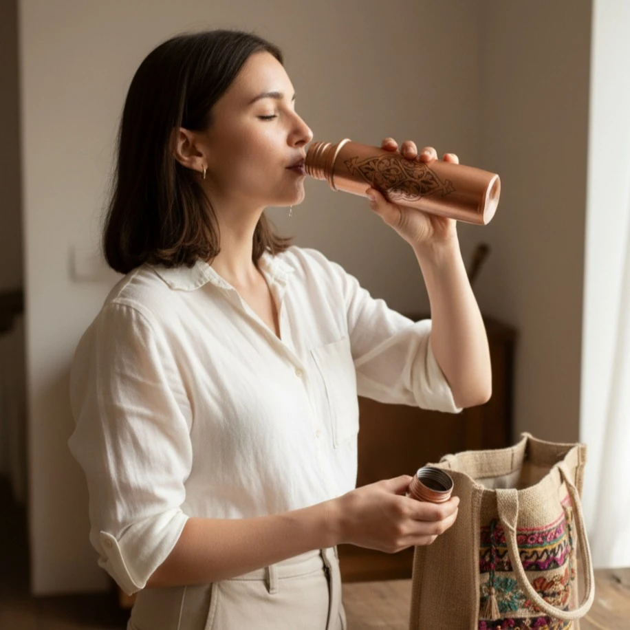 İŞLEMELİ BAKIR TERMOS