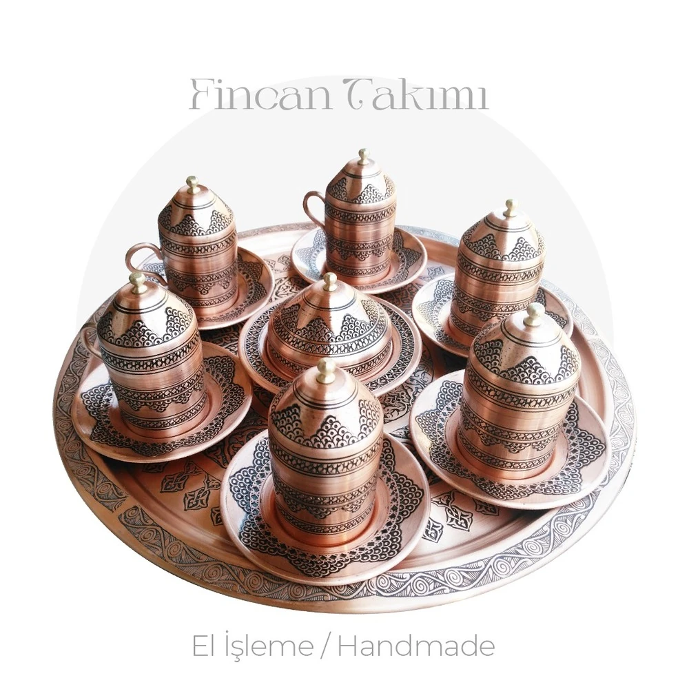 EL İŞLEME BAKIR 6'LI FİNCAN TAKIMI