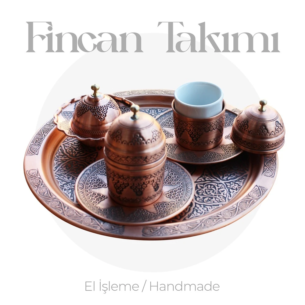 EL İŞLEME BAKIR 2'LI FİNCAN TAKIMI