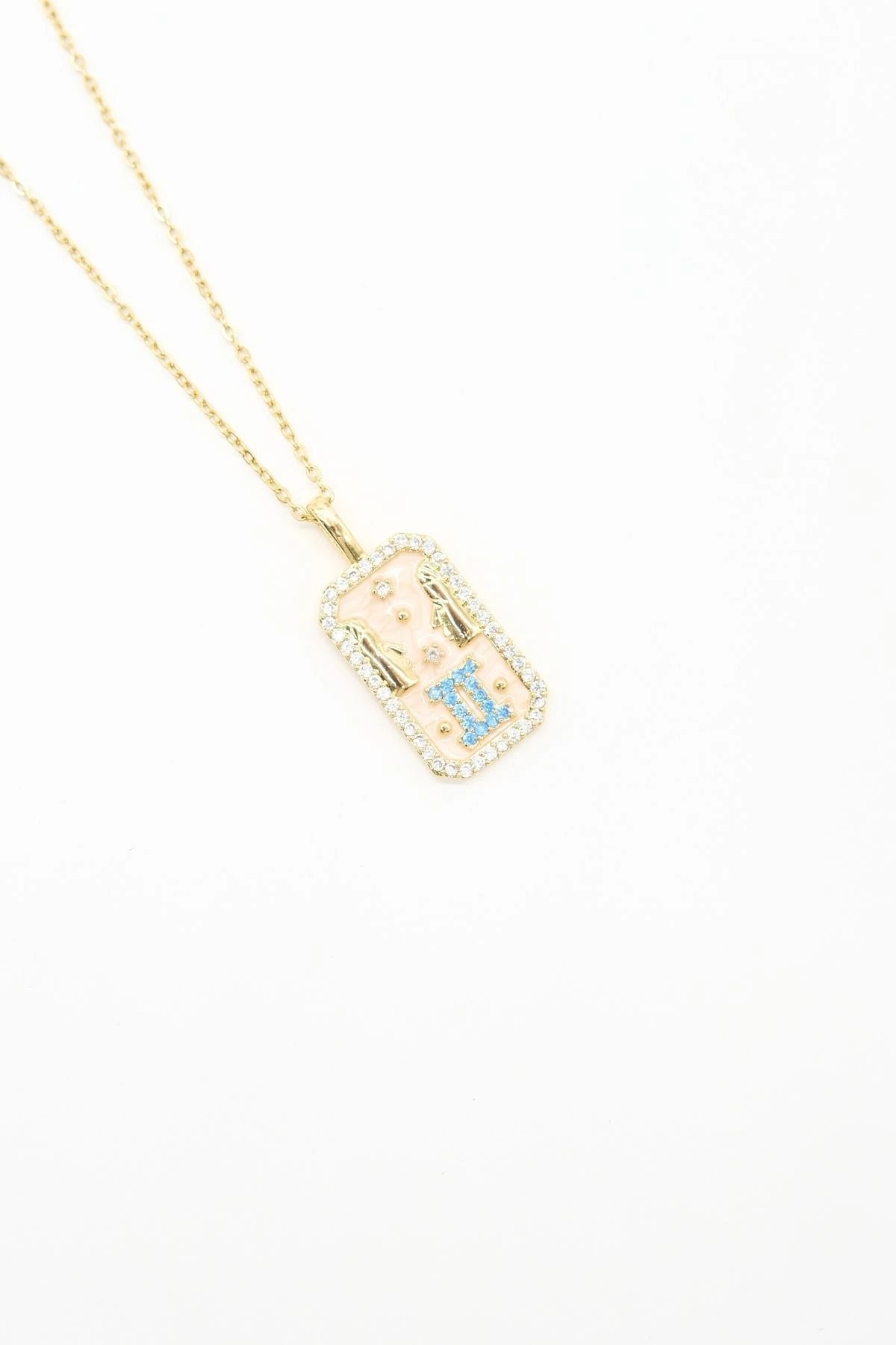 Çelik Gold Renk İkizler Burcu Tarot Kolye