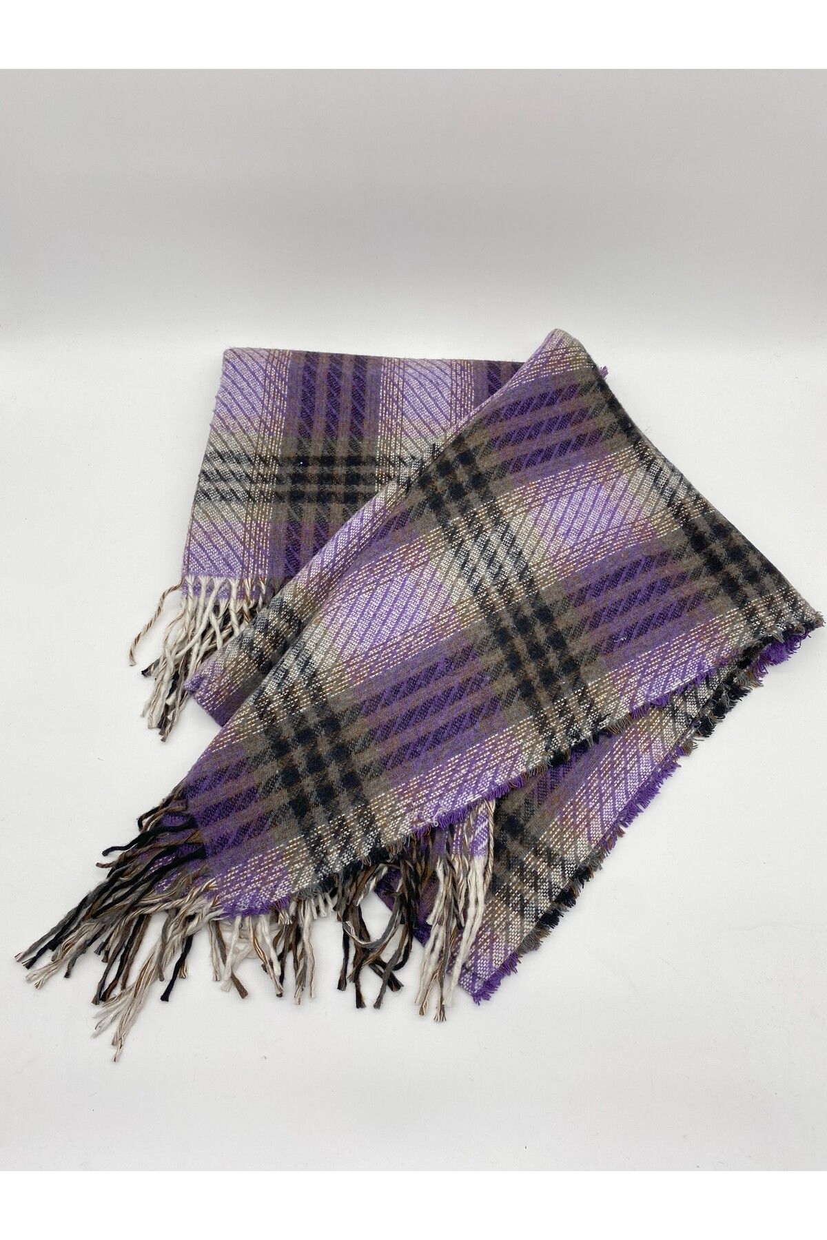 Mor Renk Desenli Şal