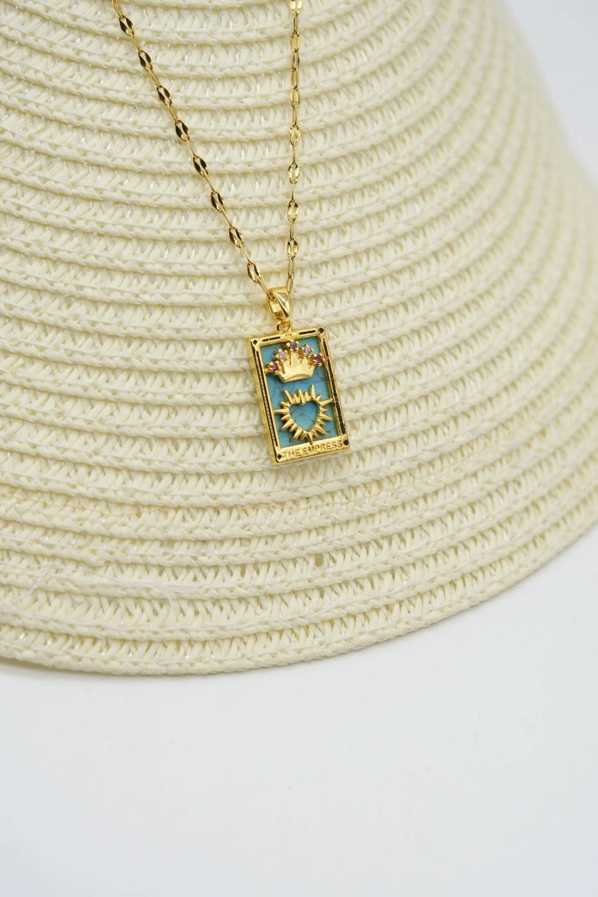 Çelik Gold Renk Zincir The Empress Tarot Kolye