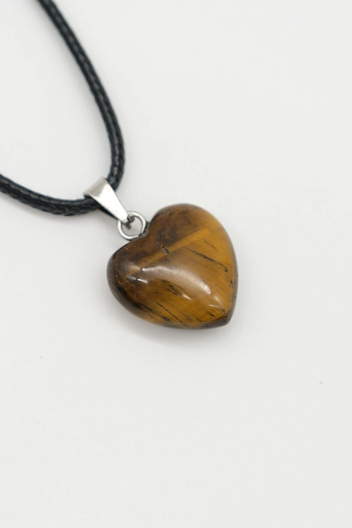 Kalp Model Kaplan Gözü Doğaltaş Kolye