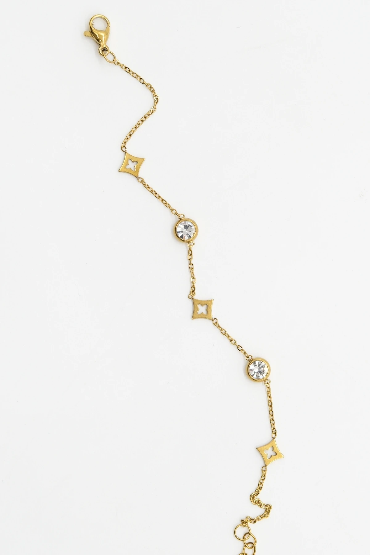 Yonca Model Taş Detay Gold Bileklik