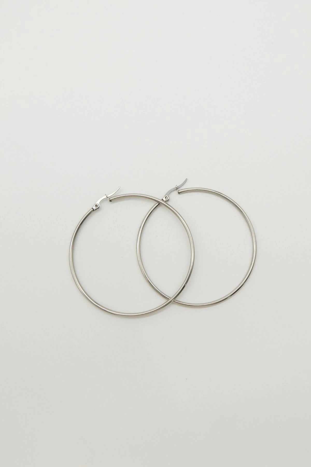 Gümüş Renk 60mm Halka Çelik Küpe