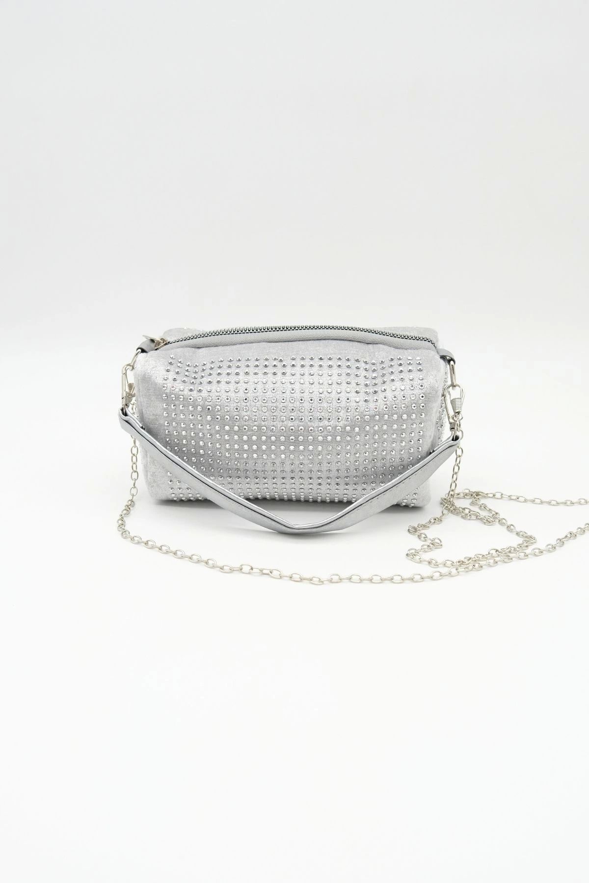 Gri Taş Detaylı Kadın Omuz Çantası