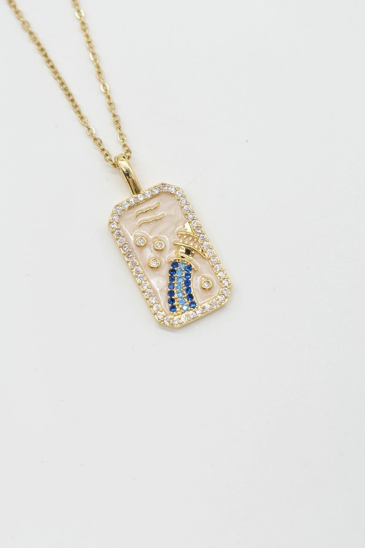 Çelik Gold Renk Zincir Kova Burcu Kolye