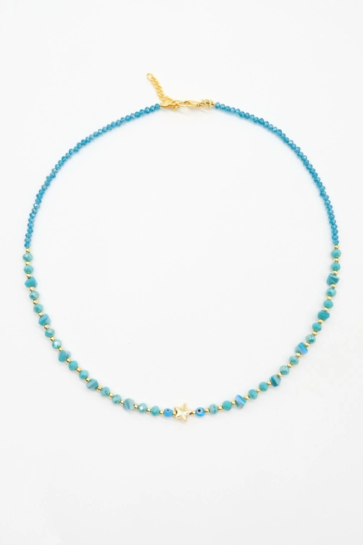 Mavi Doğaltaşlı Boncuklu Kolye