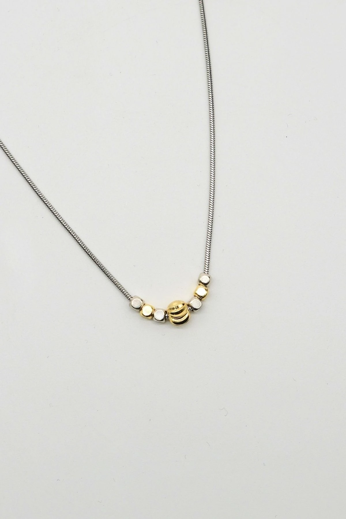 Çelik Silver Gold Dorika Toplu Kolye