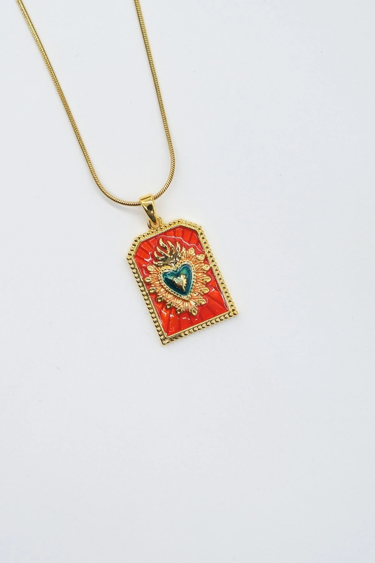 Çelik Gold Renk Zincir Kalp Tarot Kolye