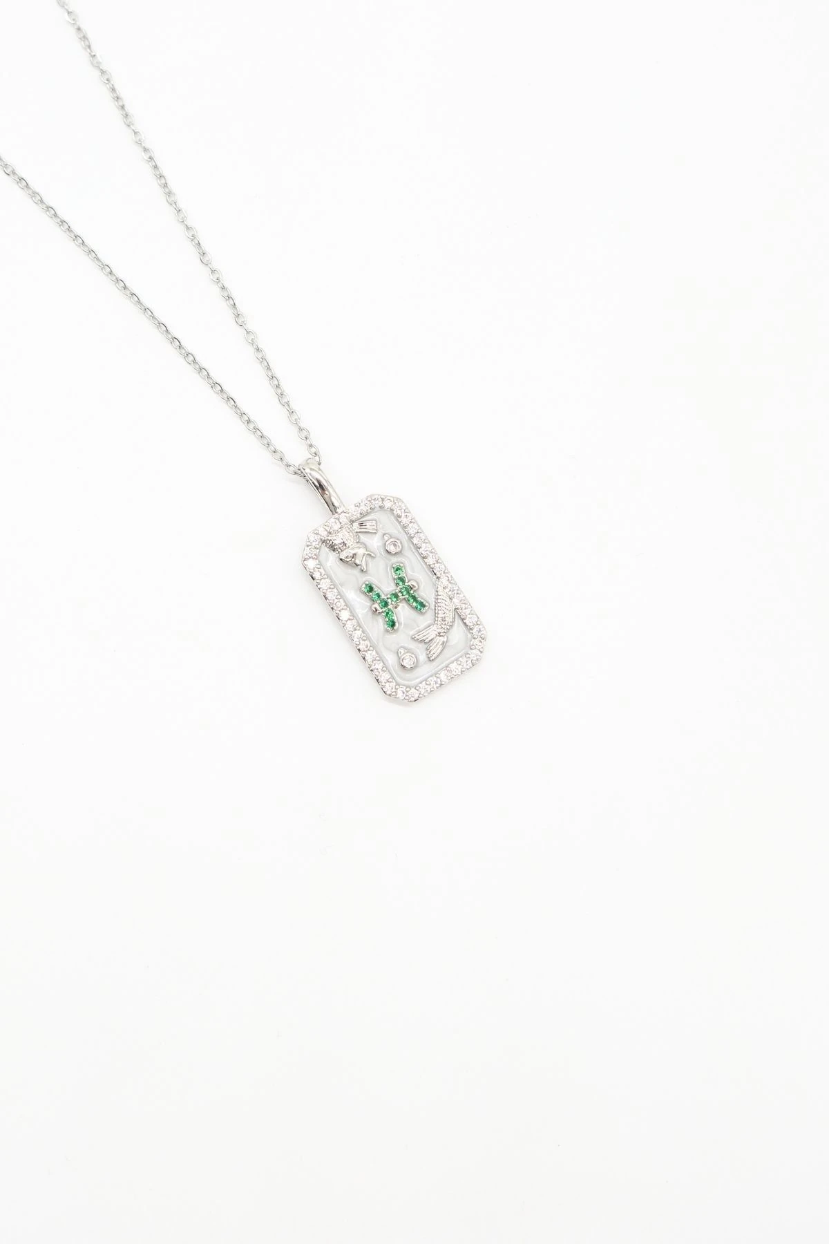 Çelik Silver Renk Balık Burcu Tarot Kolye