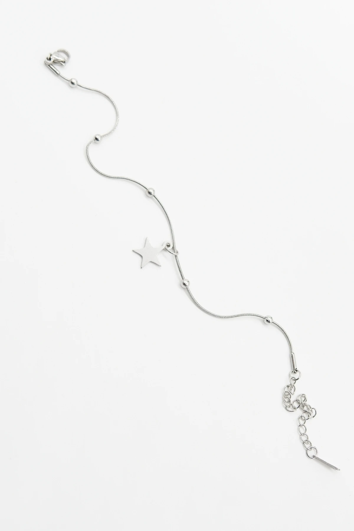 Yıldız Detaylı Silver Çelik Bileklik