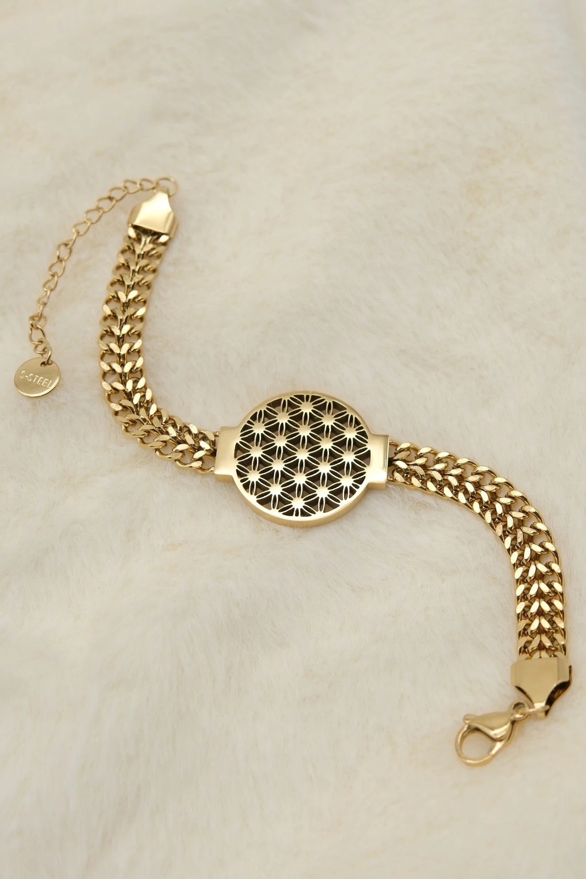 Gold Renk Yaşam Çiçeği Model Bileklik