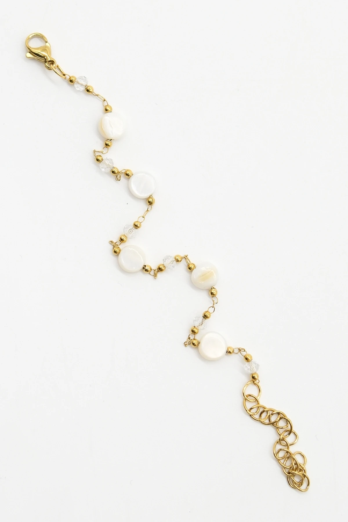 Doğaltaşlı Boncuklu Gold Bileklik