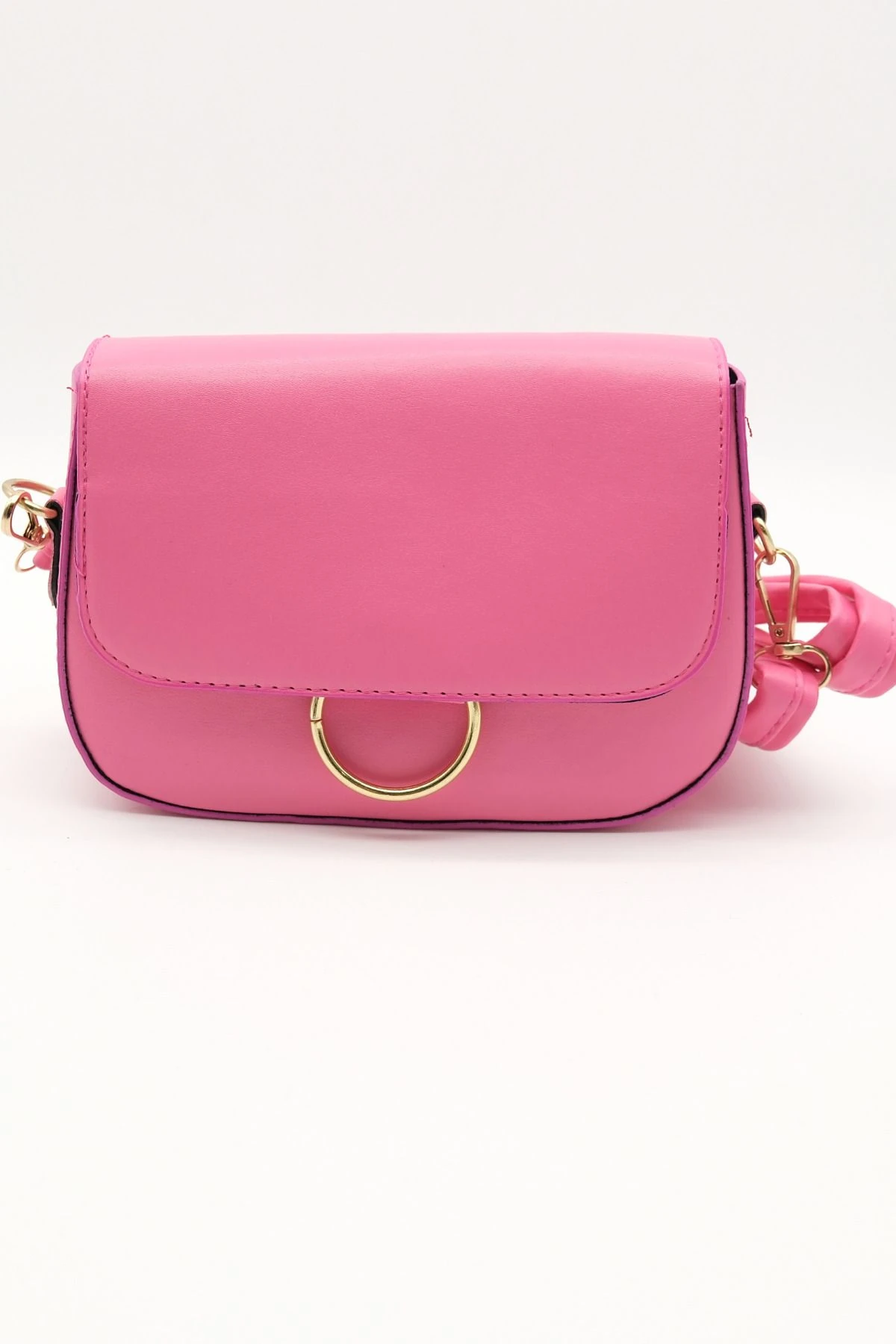 Pembe Renk Deri Kol Askı Detay Çanta