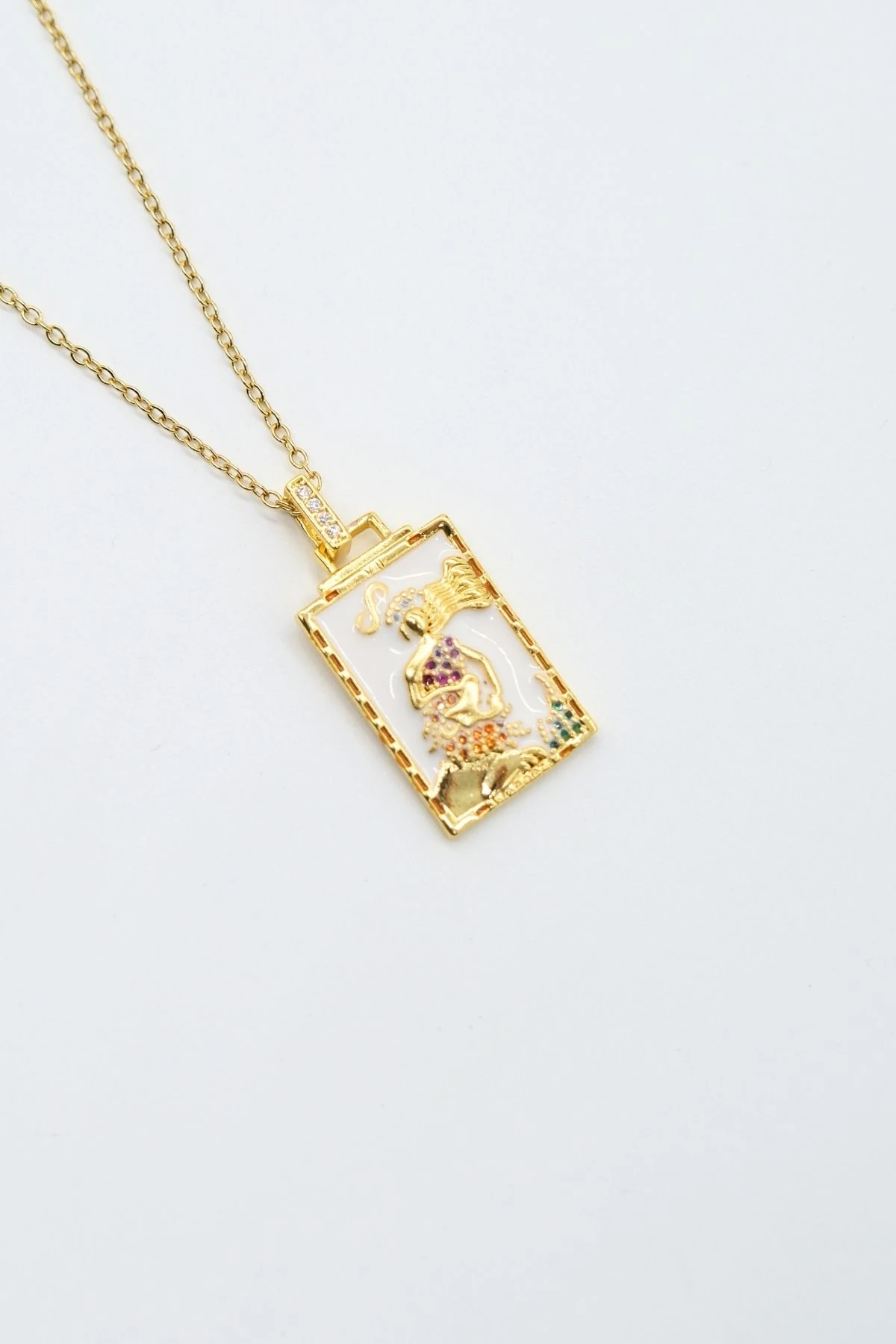 Çelik Gold Renk Zincir Güç Tarot Kolye