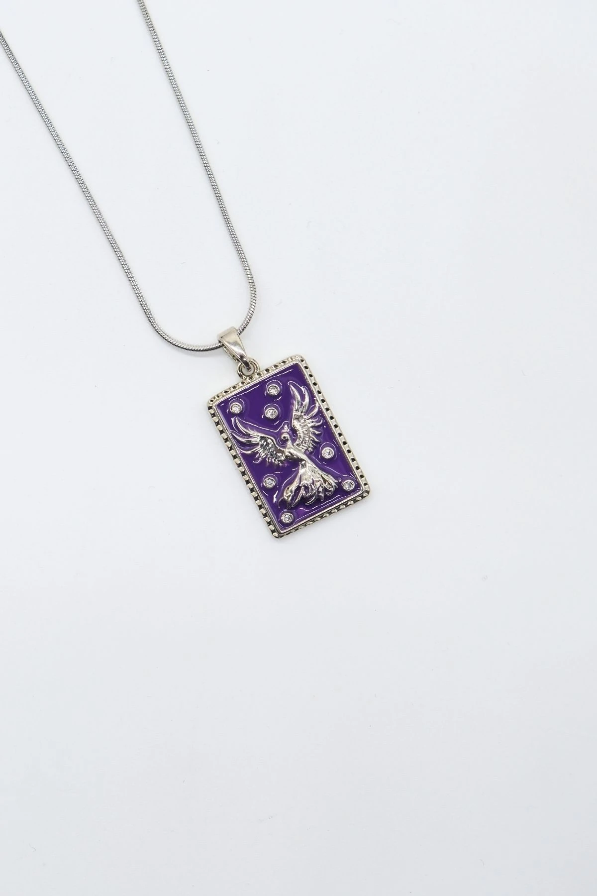 Çelik Gümüş Renk Zincir Anka Kuşu Kolye