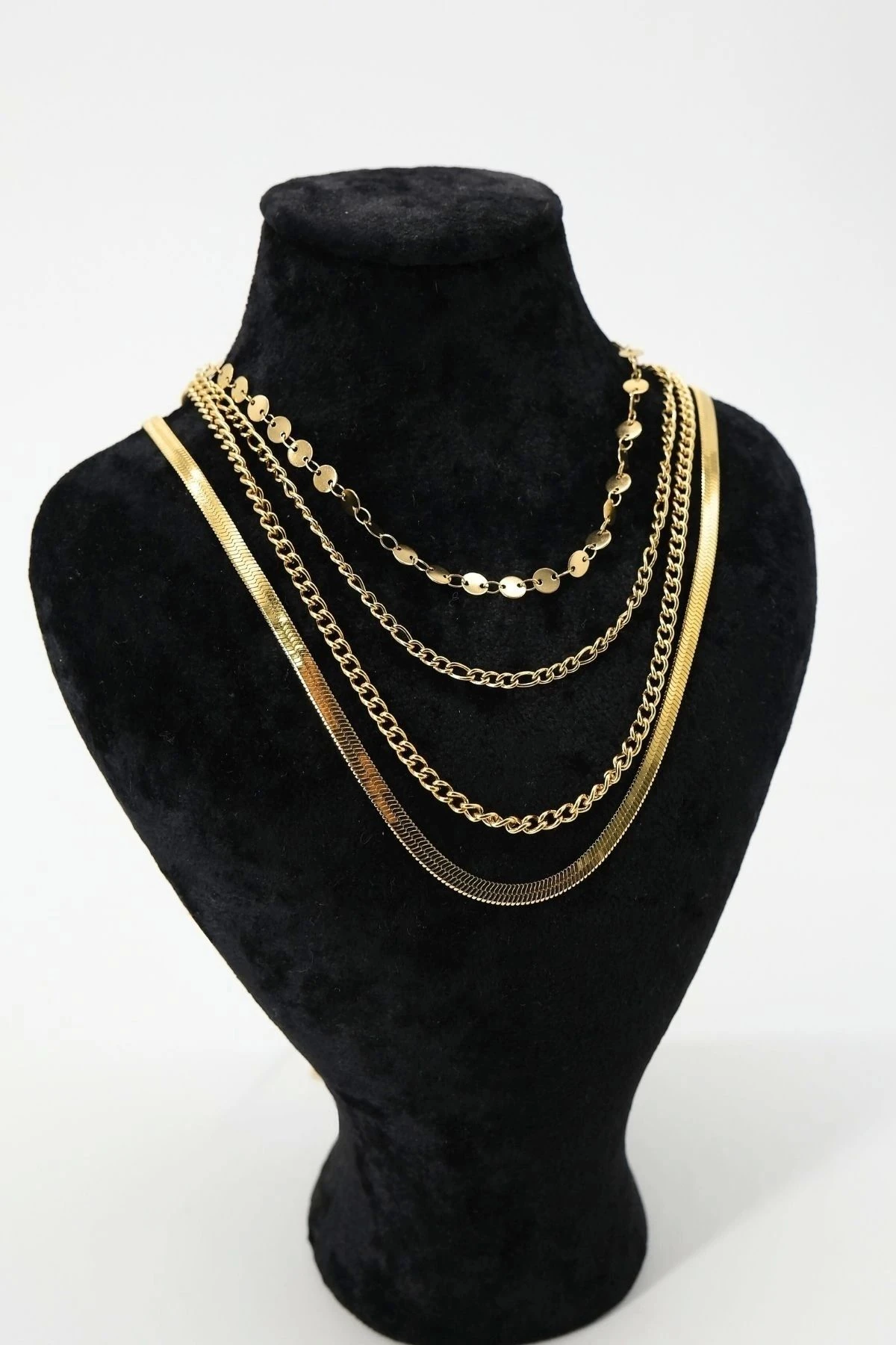 Çelik Gold Renk Çoklu Kolye