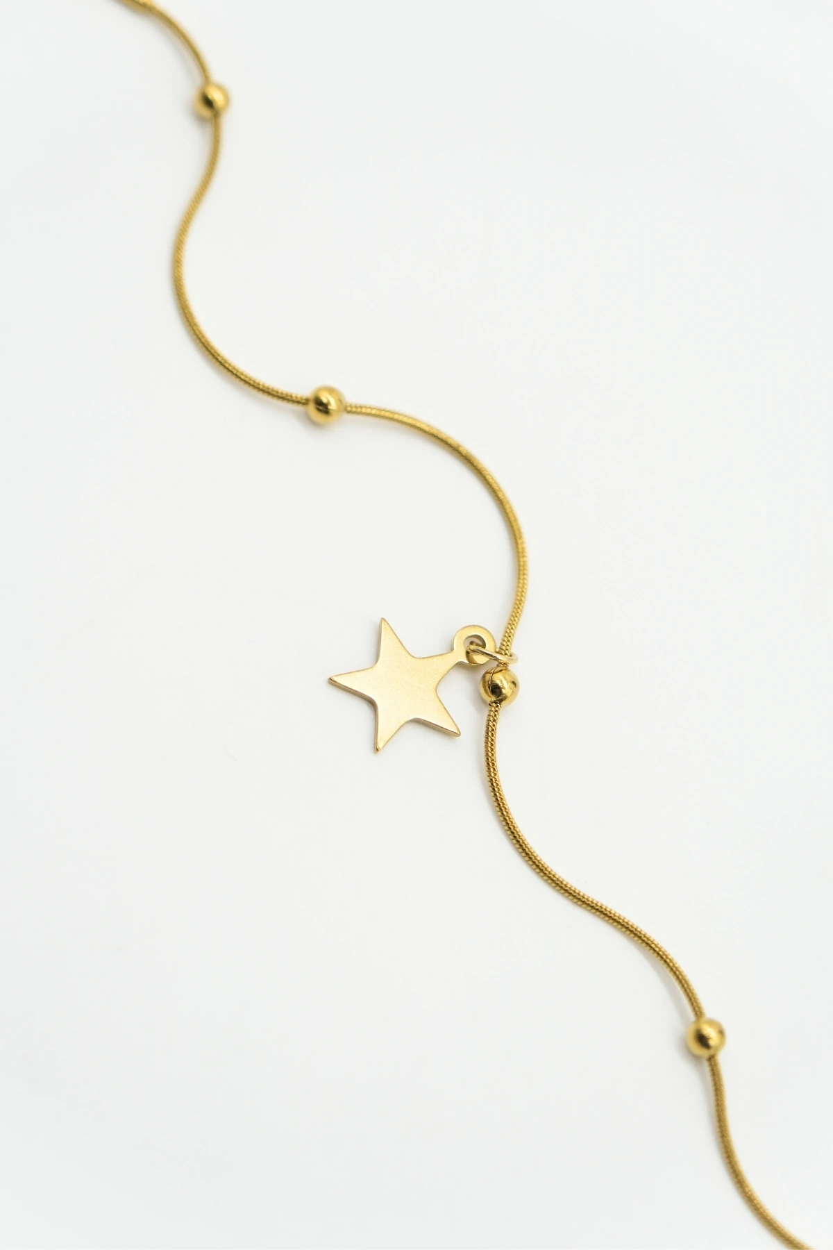 Yıldız Detaylı Gold Çelik Bileklik