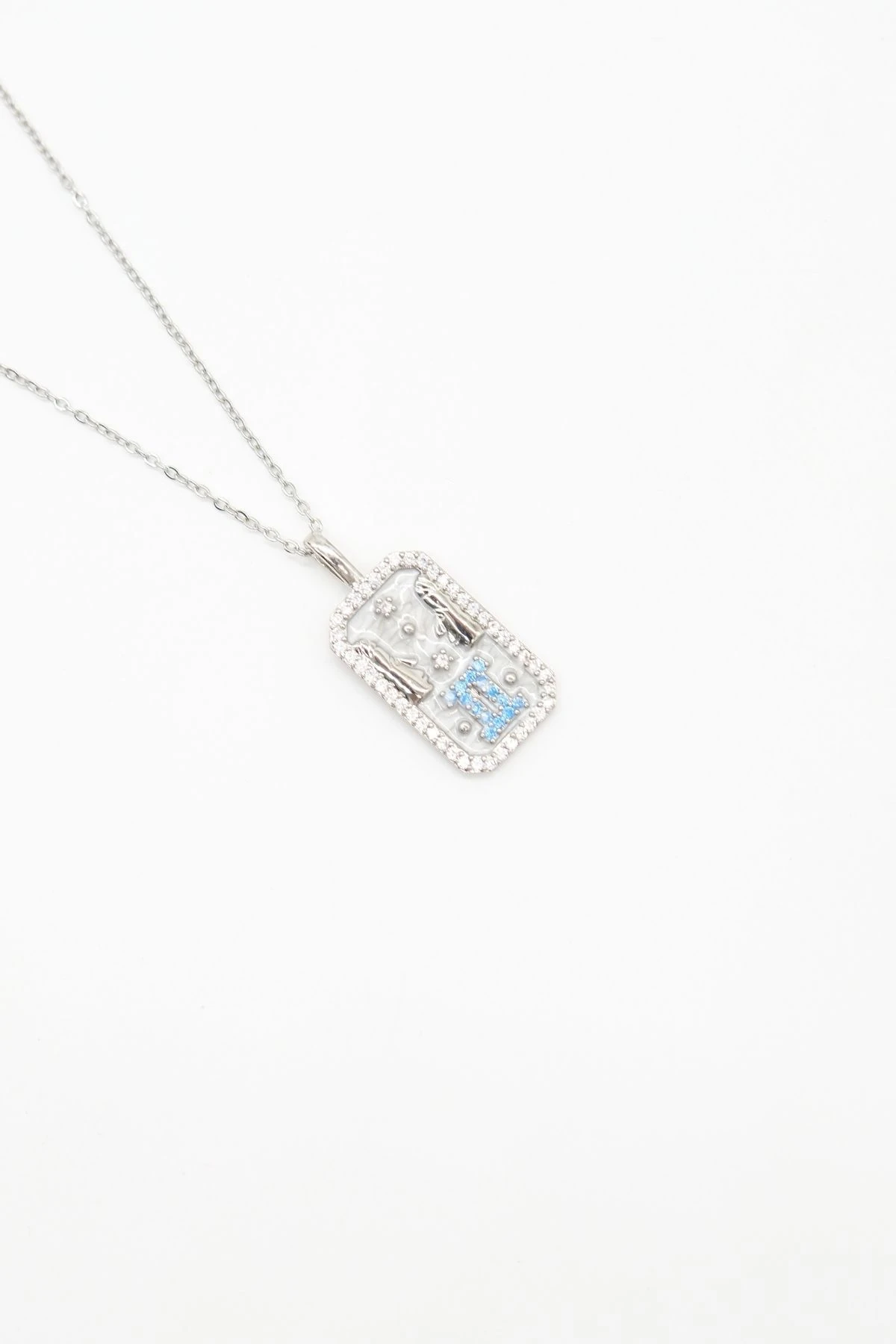 Çelik Silver Renk İkizler Burcu Tarot Kolye