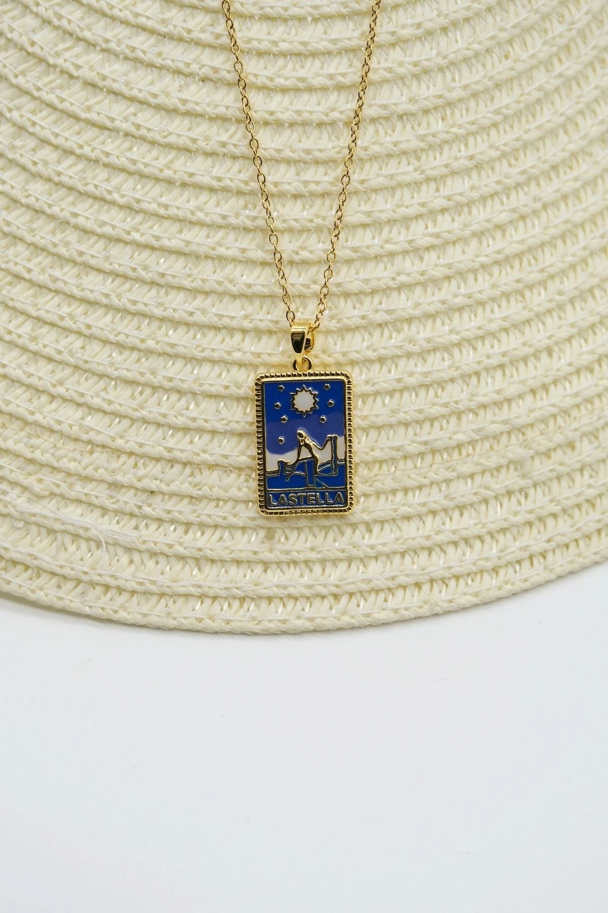 Çelik Gold Renk Zincir Lastella Tarot Kolye