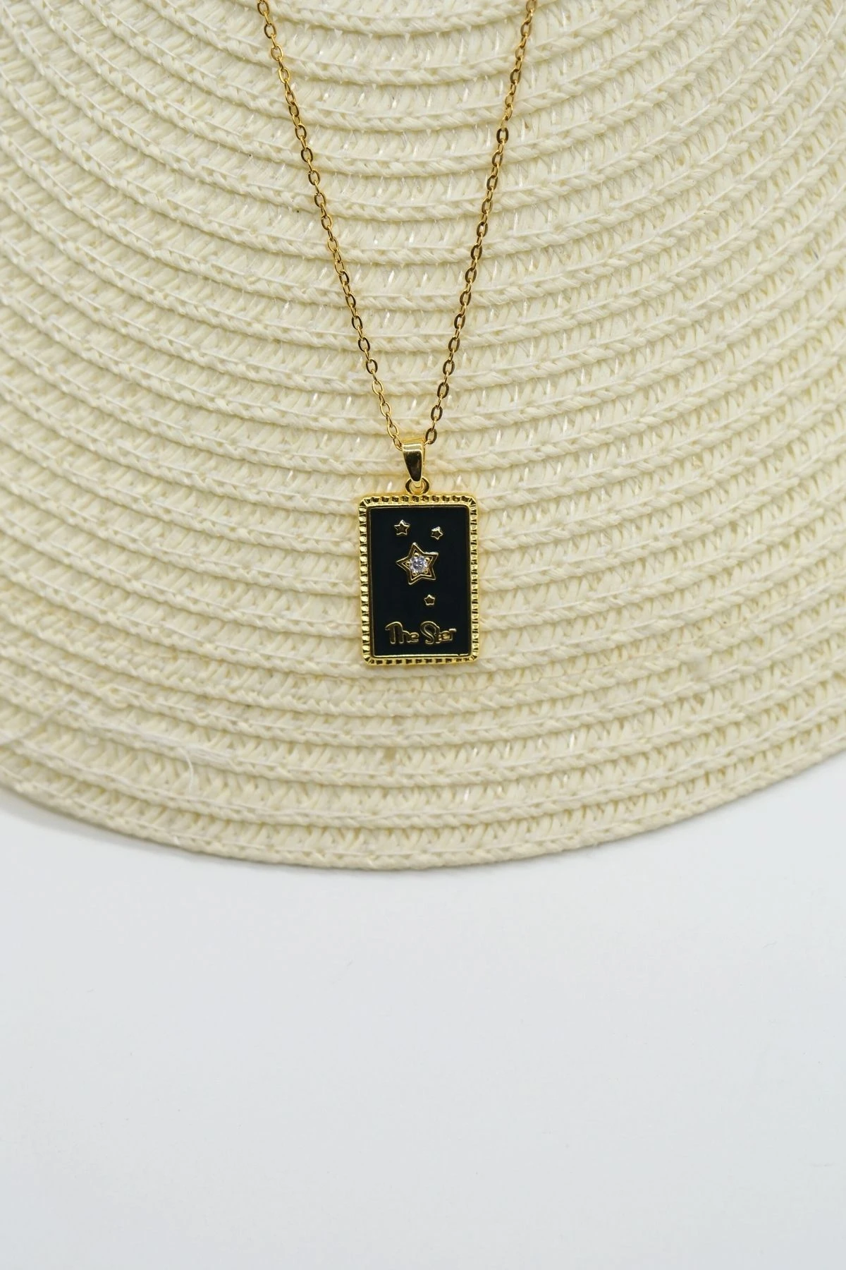 Çelik Gold Renk Zincir The Star Tarot Kolye