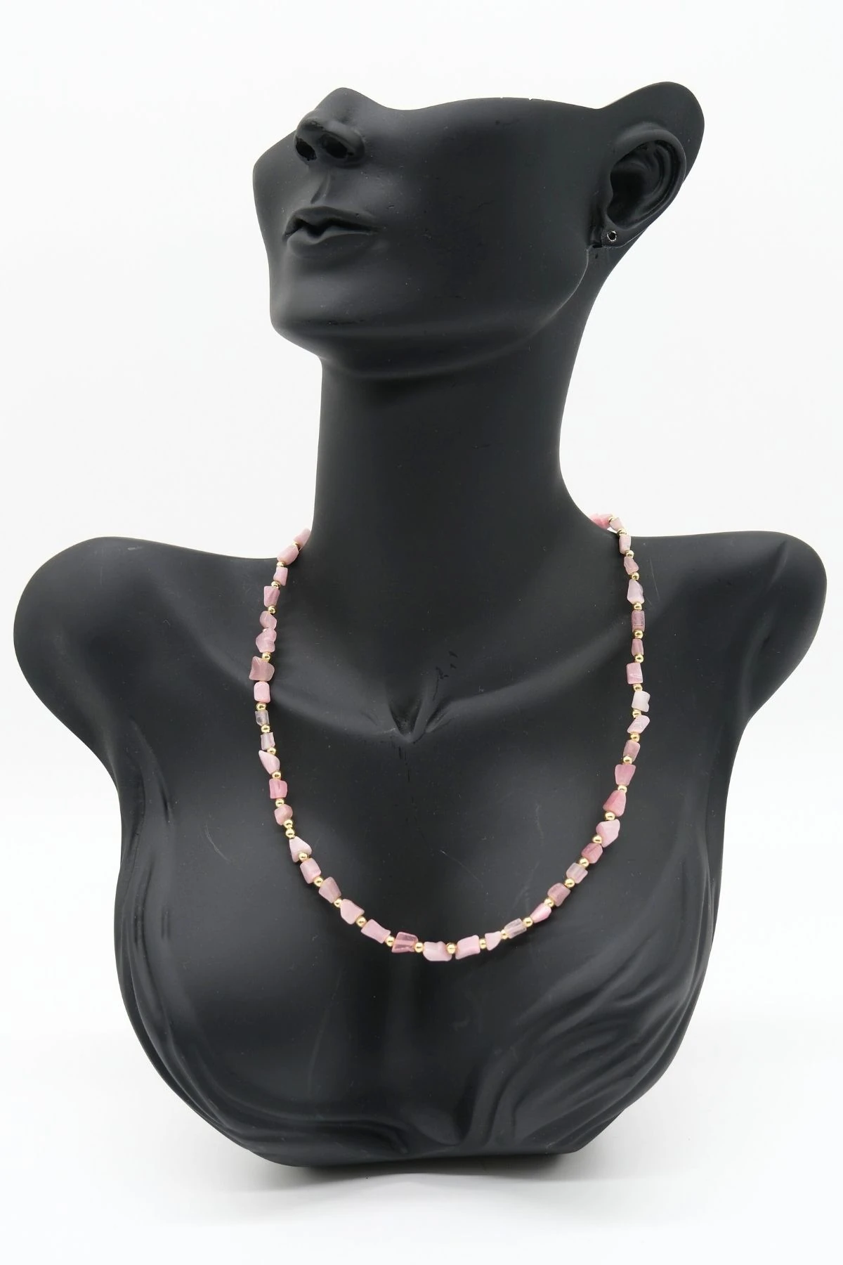 Pembe Kuvars Doğal Taşlı Kolye