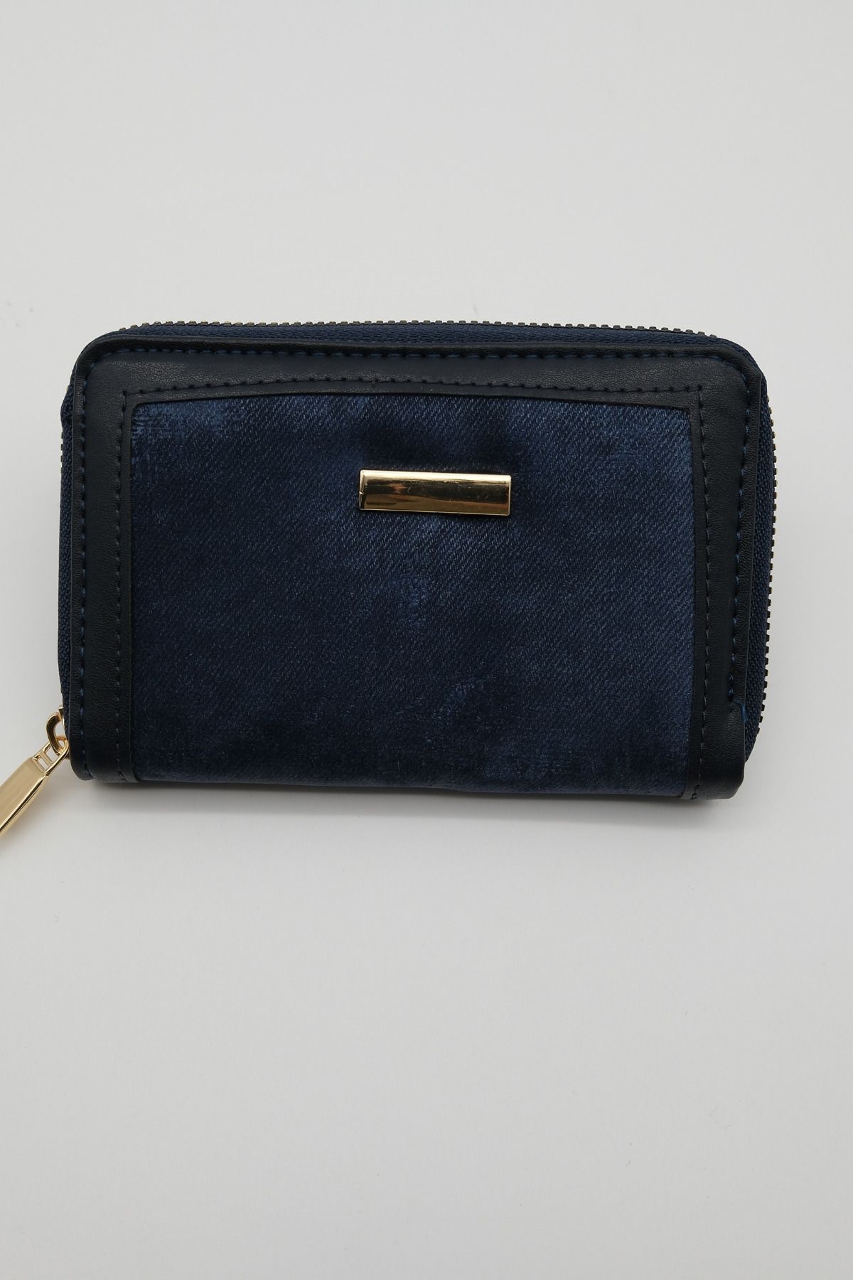 Lacivert Renk  Süet Fermuarlı Cüzdan