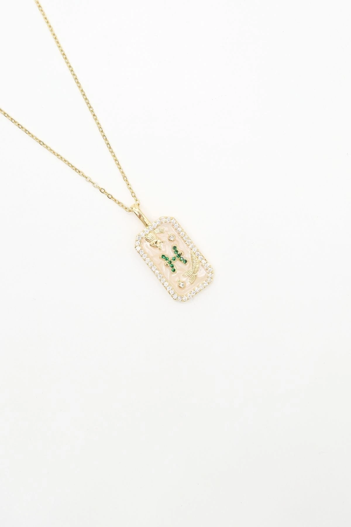 Çelik Gold Renk Balık Burcu Tarot Kolye