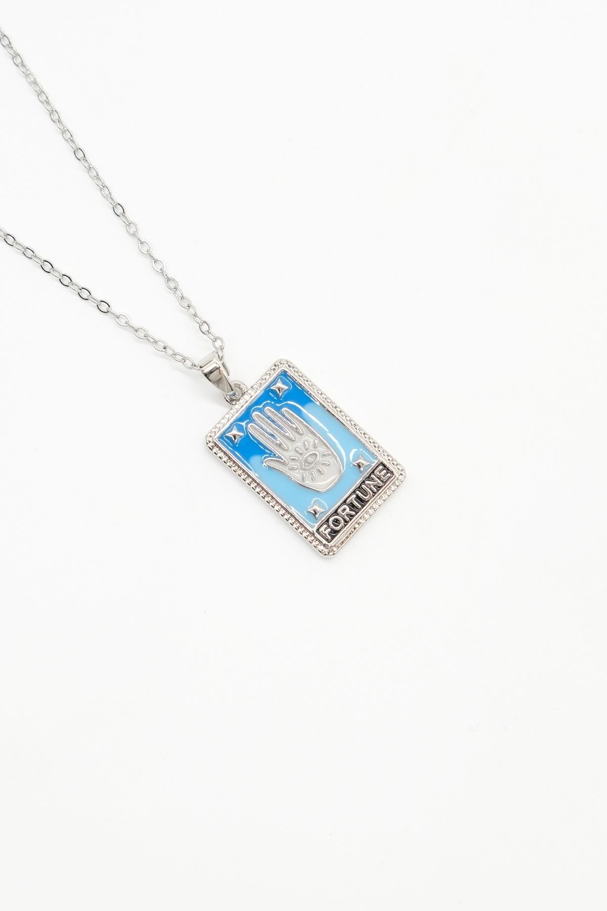 Çelik Silver Renk Fortune Tarot Kolye